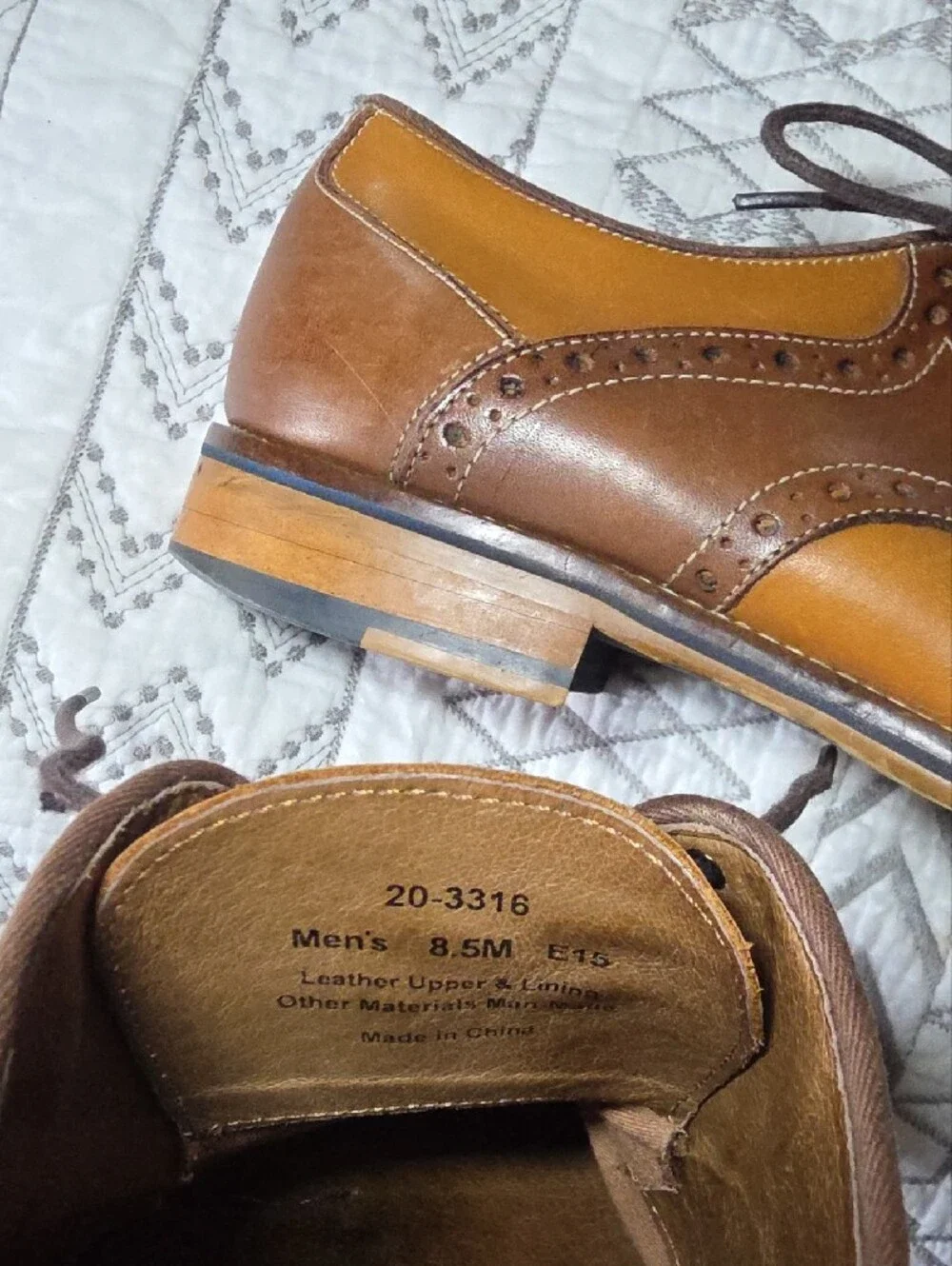 Johnston & Murphy Two-Tone Brown Leather Oxfords